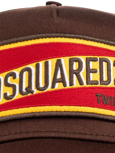 Dsquared2 Distressed Logo-patch Baseball Cap In Brown