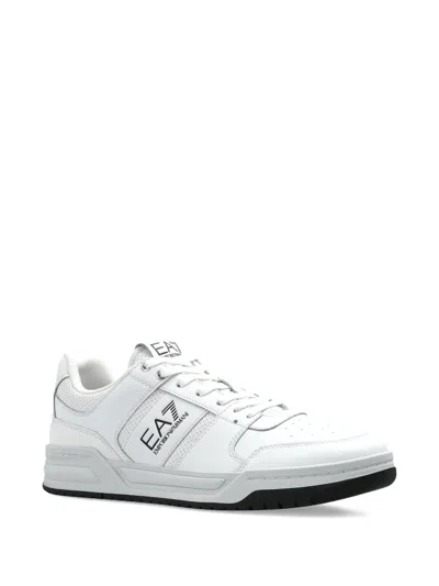 Ea7 Perforated Leather Sneakers In Multi