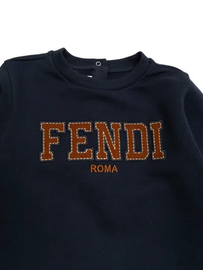 Fendi Long-sleeve Crew-neck Sweater In Blue