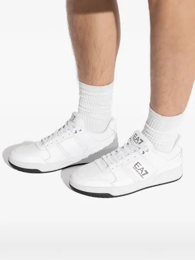 Ea7 Perforated Leather Sneakers In Multi