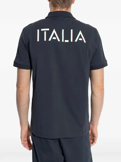 Ea7 Logo Stripe Polo T-shirt In Black