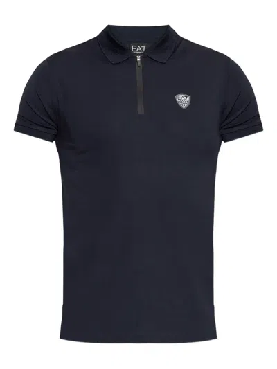 Ea7 Zip Logo Polo Shirt In Blue