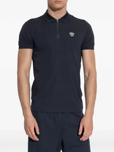 Ea7 Zip Logo Polo Shirt In Blue
