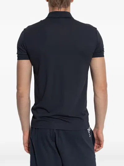 Ea7 Zip Logo Polo Shirt In Blue