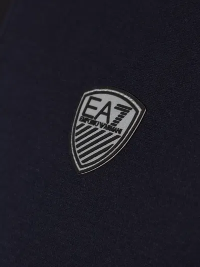 Ea7 Zip Logo Polo Shirt In Blue