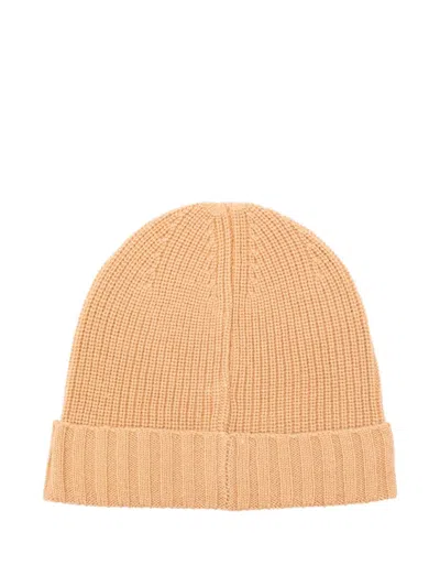 Patrizia Pepe Ribbed Beanie In Brown