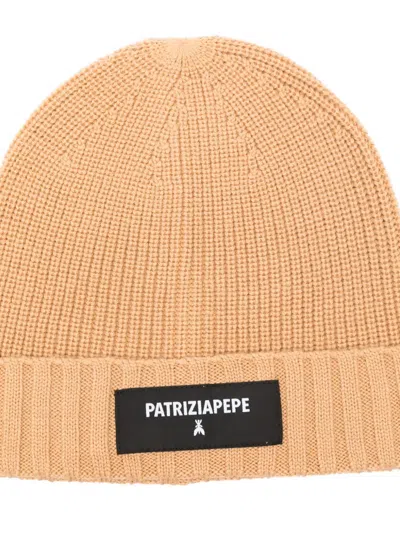 Patrizia Pepe Ribbed Beanie In Brown