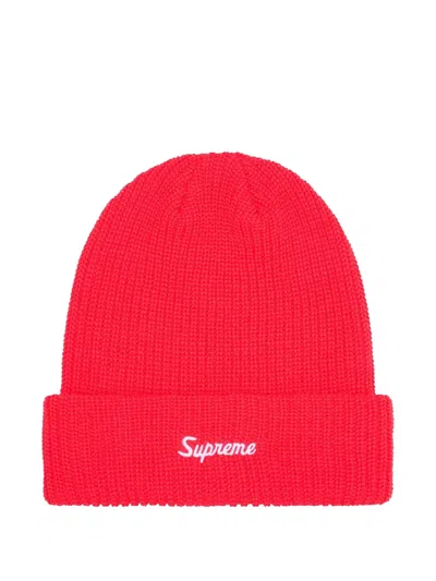 Supreme Loose Gauge Beanie Hat In Red