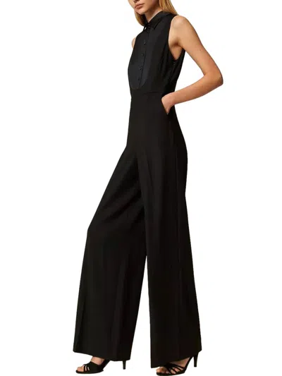 Twinset Jumpsuit With Satin Details In Black