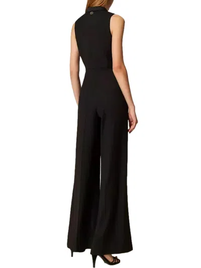 Twinset Jumpsuit With Satin Details In Black