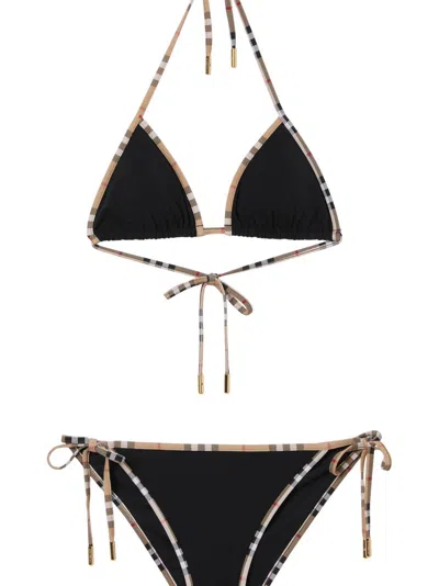 Burberry Check Triangle Bikini Set In Black