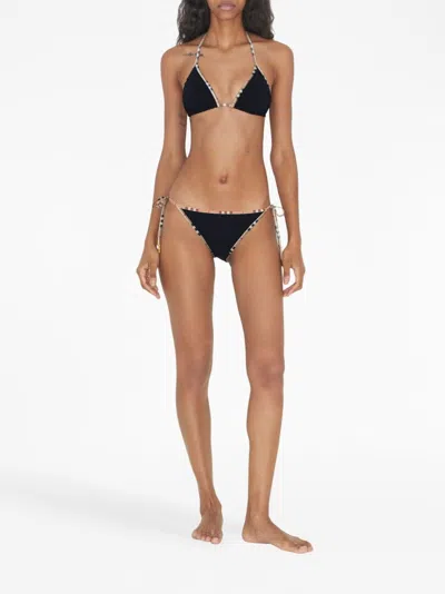 Burberry Check Triangle Bikini Set In Black