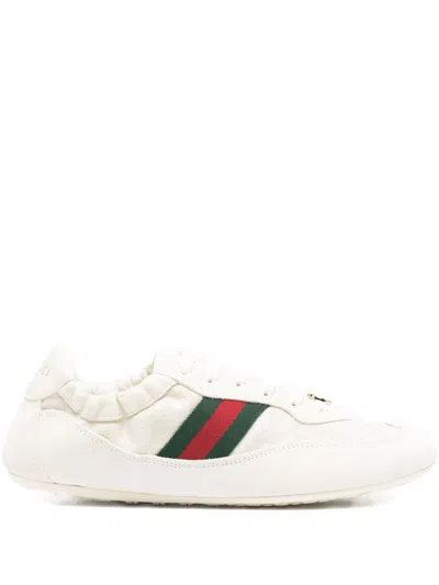 Gucci Cream Calf Leather Bos Taurus Low Top Sneakers In Neutral