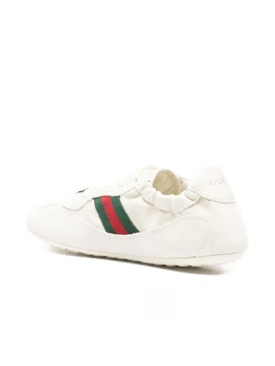 Gucci Cream Calf Leather Bos Taurus Low Top Sneakers In Neutral