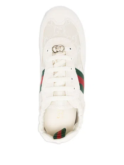 Gucci Cream Calf Leather Bos Taurus Low Top Sneakers In Neutral