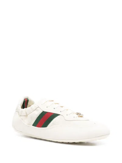 Gucci Cream Calf Leather Bos Taurus Low Top Sneakers In Neutral