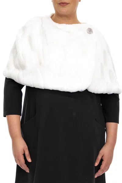 Nina Leonard Immediate Apparel L8497awf Wrap Faux Fur Capelet In Black