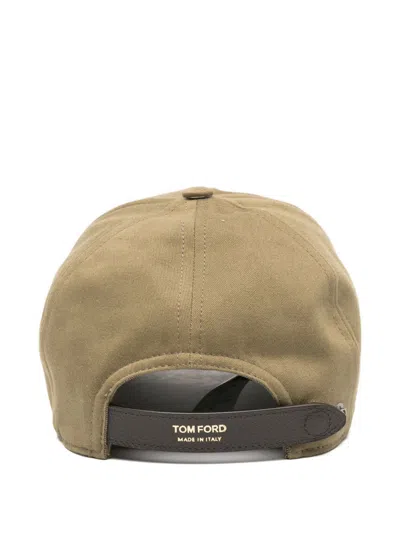 Tom Ford Logo Canvas Baseball Cap In Green