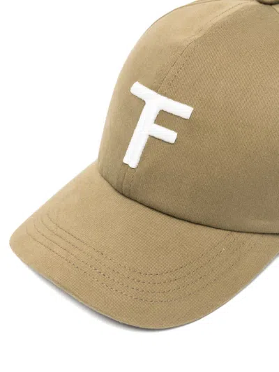Tom Ford Logo Canvas Baseball Cap In Green