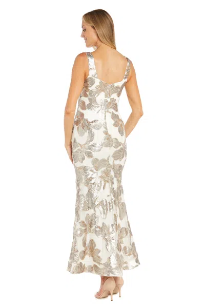 R & M Richards 3345 Long Formal Sequin Evening Dress In Neutral