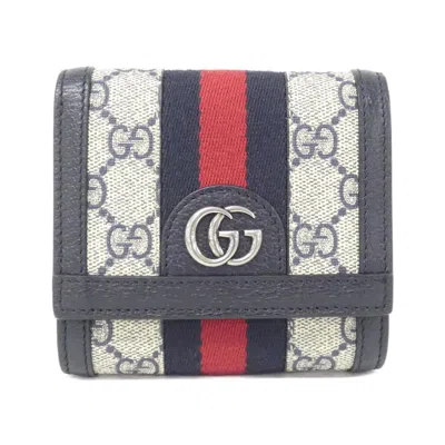 Pre-owned Gucci Beige Blue Gg Supreme Coin Purse/coin Case ()