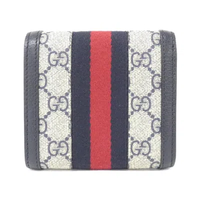 Pre-owned Gucci Beige Blue Gg Supreme Coin Purse/coin Case ()