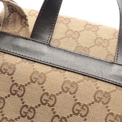 Pre-owned Gucci Beige Brown Canvas Leather Backpack () In Multi