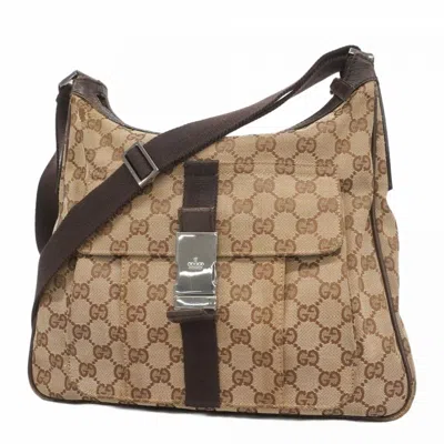Pre-owned Gucci Beige Canvas Shoulder Bag () In Sand