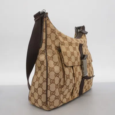 Pre-owned Gucci Beige Canvas Shoulder Bag () In Sand
