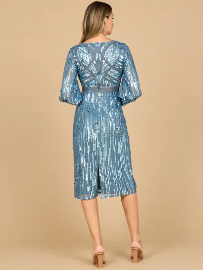 Lara Dresses 28855 A Line Beaded Midi Cocktail Dress In Black