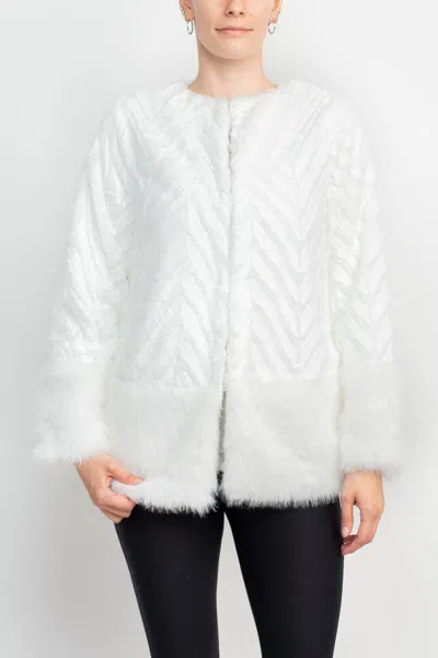 Nina Leonard Immediate Apparel L6850bf Long Sleeve Faux Fur Coat Jacket In Black