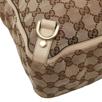 Pre-owned Gucci Beige White Canvas Leather Tote Bag () In Multi