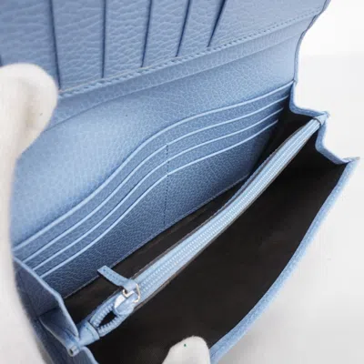 Pre-owned Gucci Blue Brown Canvas Long Wallet (bi-fold) () In Multi
