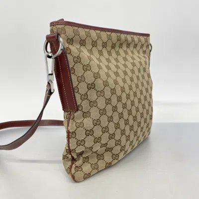 Pre-owned Gucci Bordeaux Brown Canvas Shoulder Bag () In Multi