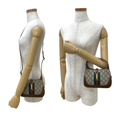 Pre-owned Gucci Brown Green Red Color Leather Pvc Pochette Shoulder Bag ()