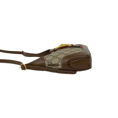 Pre-owned Gucci Brown Green Red Color Leather Pvc Pochette Shoulder Bag ()