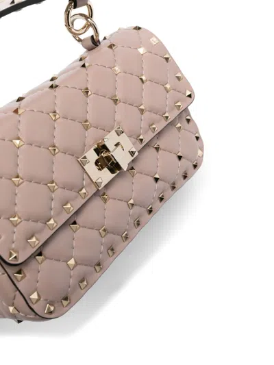 Valentino Spike Small Leather Shoulder Bag In Pink