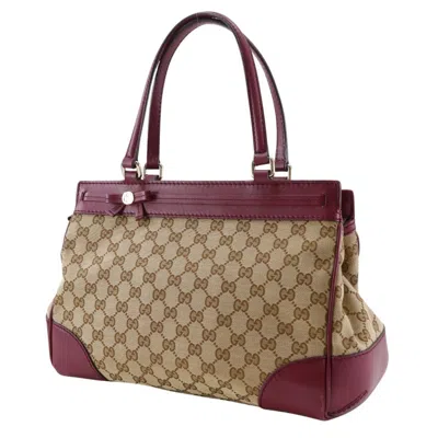 Pre-owned Gucci Red Color Gg Canvas Tote Bag ()