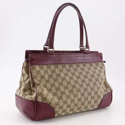 Pre-owned Gucci Red Color Gg Canvas Tote Bag ()