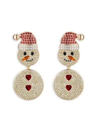 Eye Candy La Women's Luxe Snowman Goldtone Brass & Cubic Zirconia Drop Earrings In Gold