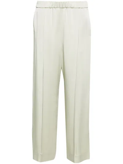 Jil Sander Wide Leg Trousers Front Pleats Back Pocket In White