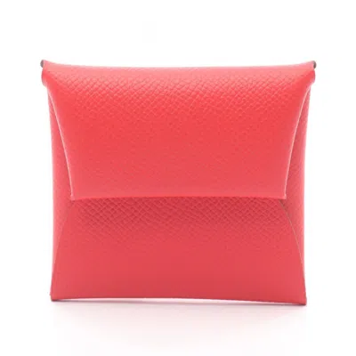 Pre-owned Hermes Bastia Bougainvillier Red Color Epsom Leather Coin Purse/coin Case ()