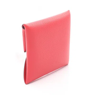 Pre-owned Hermes Bastia Bougainvillier Red Color Epsom Leather Coin Purse/coin Case ()