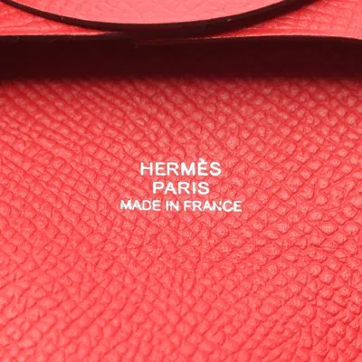 Pre-owned Hermes Bastia Bougainvillier Red Color Epsom Leather Coin Purse/coin Case ()