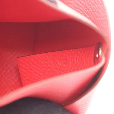 Pre-owned Hermes Bastia Bougainvillier Red Color Epsom Leather Coin Purse/coin Case ()