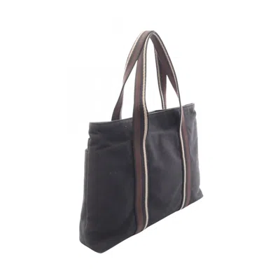 Pre-owned Hermes Beige Black Brown Canvas Leather Tote Bag () In Multi