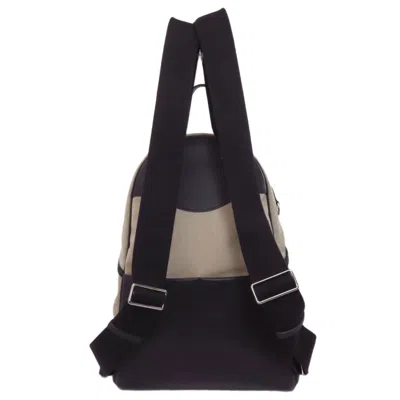 Pre-owned Hermes Beige Black Canvas Leather Backpack () In Multi