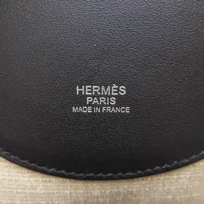 Pre-owned Hermes Beige Black Canvas Leather Backpack () In Multi