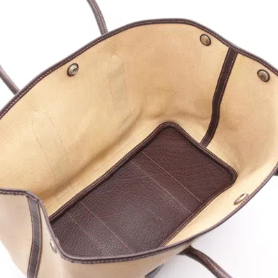 Pre-owned Hermes Beige Brown Ecru Marron Buffle Skipper Leather Toile H Tote Bag ()