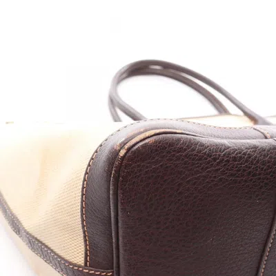 Pre-owned Hermes Beige Brown Ecru Marron Buffle Skipper Leather Toile H Tote Bag ()